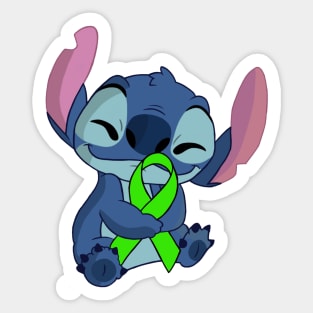 Blue Alien Holding an Awareness Ribbon (Green) Sticker